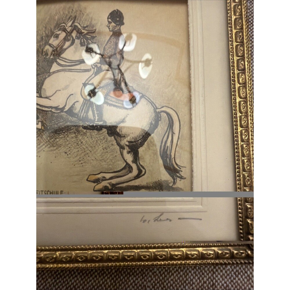 Equestrian Framed Art Print Signed 3.5” WIEN SPANISCHE REITSCHULE “Levada” - Picture 3 of 6